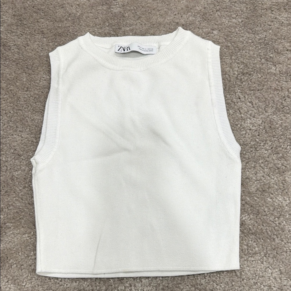 Zara Ivory Sleeveless Crop Top